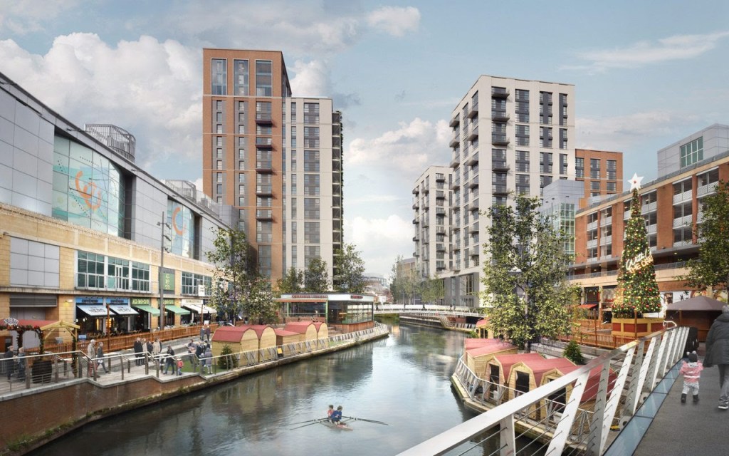 New apartment towers at the eastern end of The Oracle