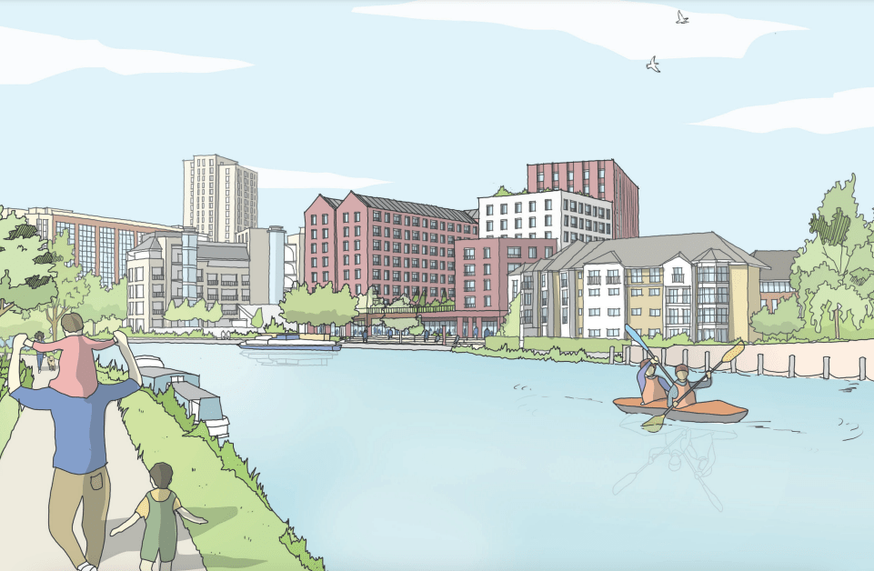 View of Norman Place plans from the Thames