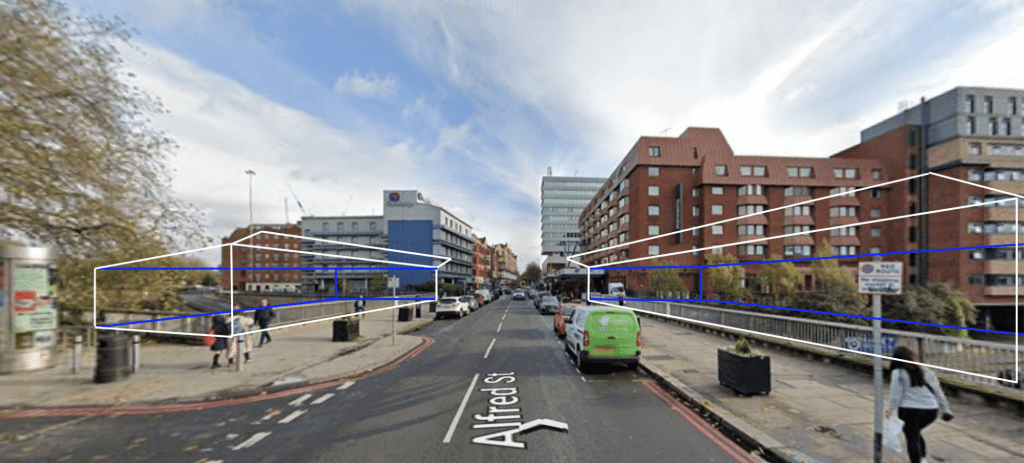 Wireframe of shops decked over the IDR