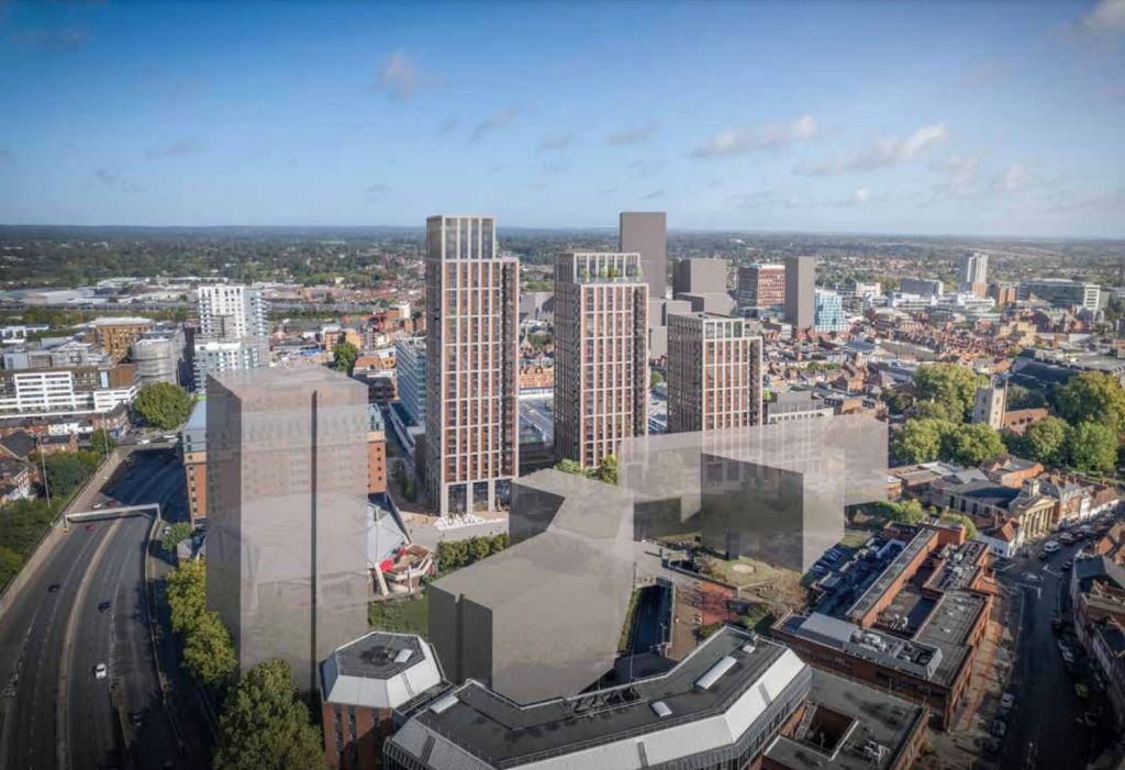 BSM Towers with Minster Quarter outline in foreground