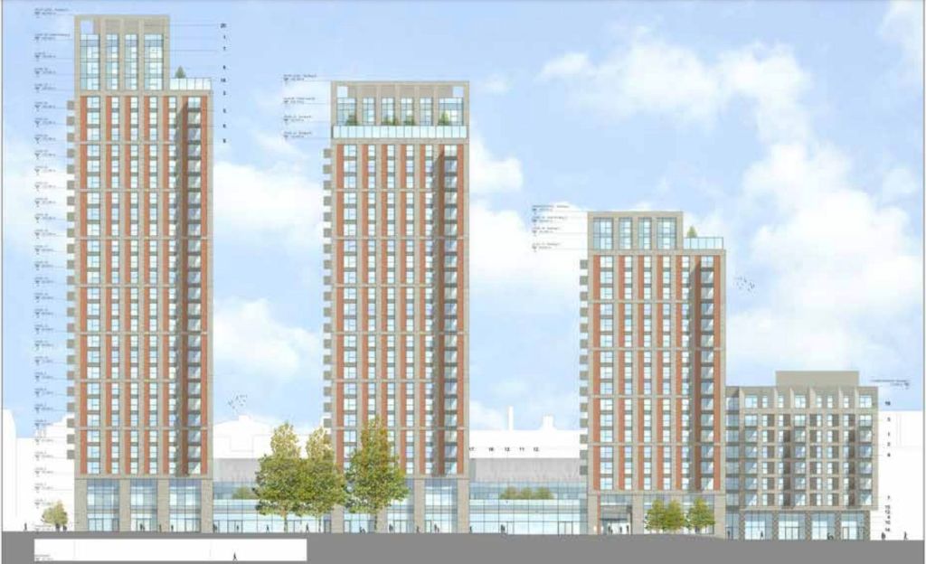 Side elevation of BSM towers drawing