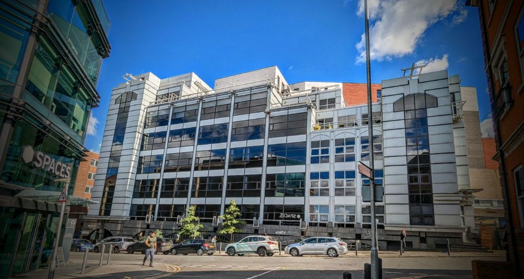A view of the side of the existing office on Greyfriars Road