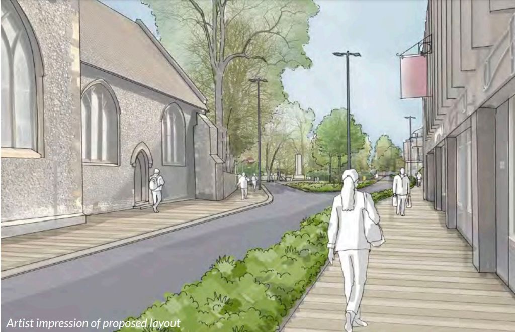 Artists impression of view towards Forbury Gardens