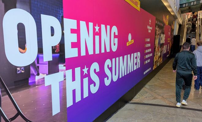 Hollywood Bowl hoardings around The Oracle