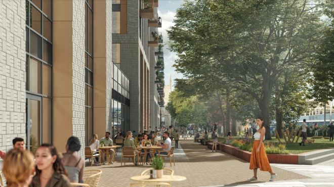 Broad St Mall Hexagon corner