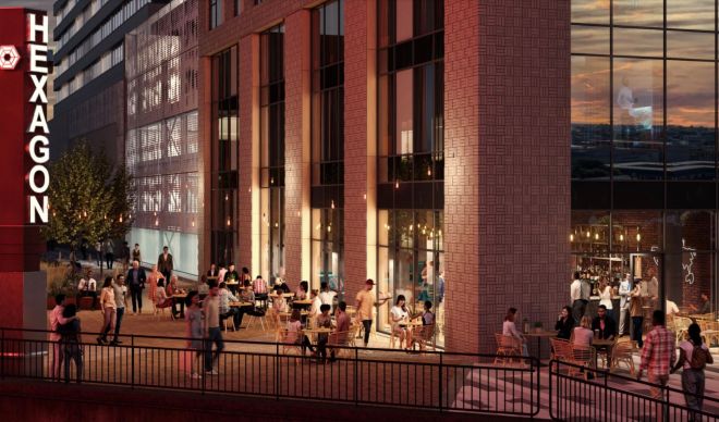 Night view of Broad St Mall scheme