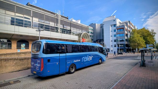 Railair bus outside Reading Station