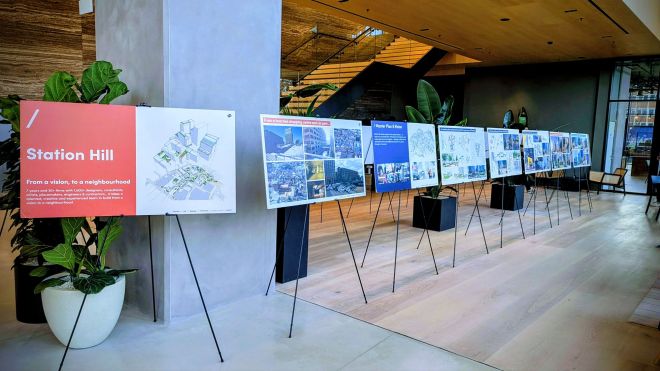 Exhibition boards on display