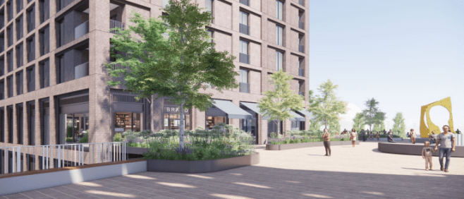 View of proposed residential building from Garrard St bridge