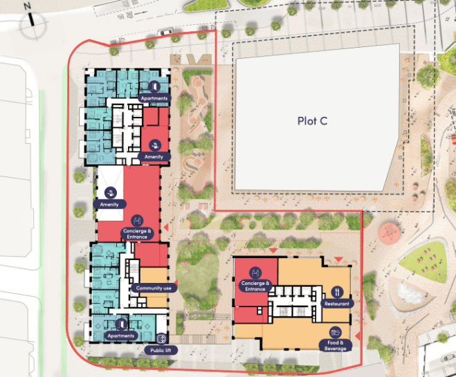 Podium-level use plan for Station Hill
