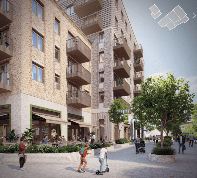 Flint Street development CGI of Cusden Walk