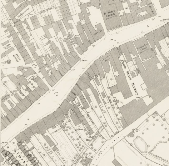 Old map extract from 1879 east